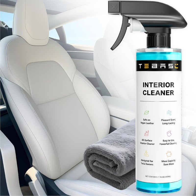 TEBASIC Interior Cleaner For Tesla, Stain Remover, Safe on Vegan Leather, Tesla Cleaning Products for Dash/Console/Door/Interior, Cleaning Kit for Tesla Model 3/Y/S/X accessories - Image 1